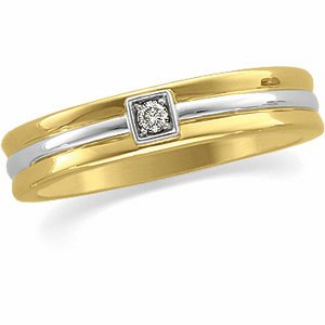 14kt Two Tone Gold Men's Diamond Bridal Duo Ring