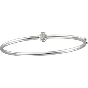 14kt White Gold Round Diamond Fashion Bangle Bracelet