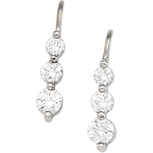 14kt White Gold Cubic Zirconia Three Stone Earring