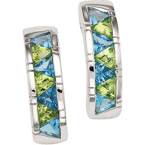 Sterling Silver Swiss Blue Topaz & Peridot Earring