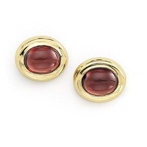 14kt Yellow Gold Mozambique Garnet Stud Earring
