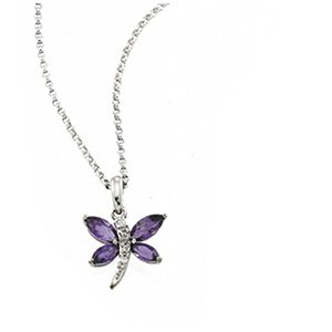 14kt White Gold Amethyst & Diamond Necklace