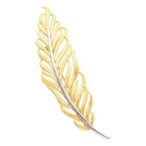 14kt White Gold Feather Brooch
