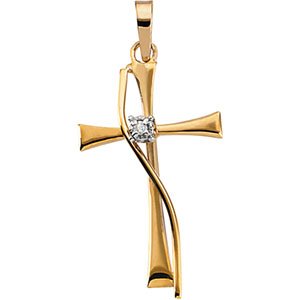 14kt Yellow Gold Cross Diamond Pendant