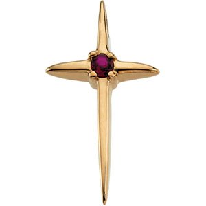 14kt Yellow Gold Cross Ruby Pendant