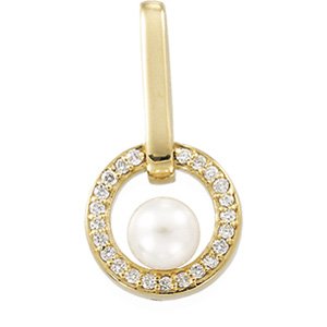 14kt Yellow Gold Cultured Akoya Pearl & Diamond Pendant