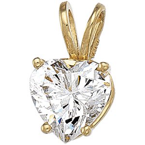 14kt Yellow Gold Cubic Zirconia Heart Pendant
