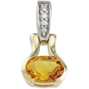 14kt Yellow Gold Genuine Citrine & Diamond Pendant