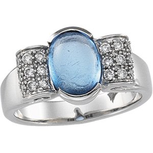 14kt White Gold Blue Topaz & Diamond Ring