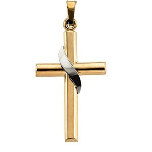 14kt Two Tone Gold Cross Pendant