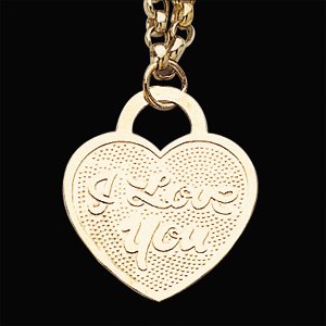 14kt Yellow Gold I Love You Heart Rolo Bracelet
