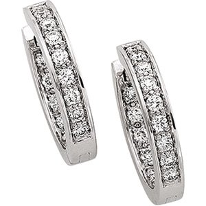 14kt White Gold Hinged Diamond Earring