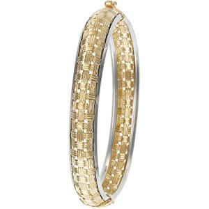 14kt Two Tone Gold Hinged Bracelet