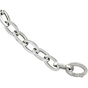 14kt White Gold 7.5 inch Link Bracelet & Diamond Clasp