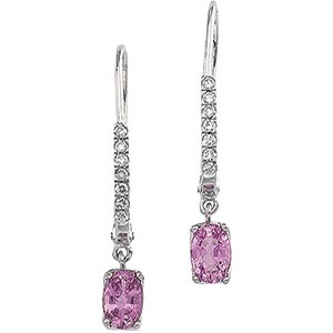 14kt White Gold Pink Sapphire & Diamond Earring