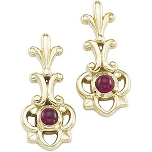 14kt Yellow Gold Ruby Earring