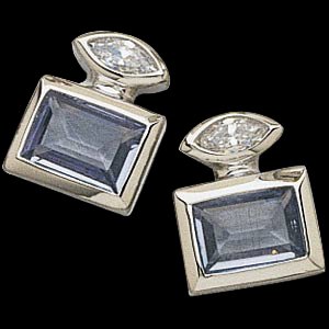 Sterling Silver Synthetic Aquamarine & Cubic Zirconia Earring