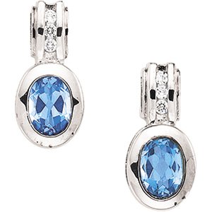 Sterling Silver Swiss Blue Topaz & Cubic Zirconia Earring