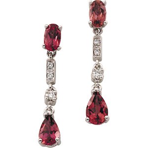 14kt White Gold Pink Tourmaline & Diamond Earring