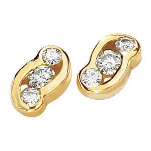 14kt Yellow Gold .25 ctw Created Moissanite 3 Stone Earring