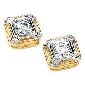 14kt Two Tone Gold .33 ctw Created Moissanite Earring