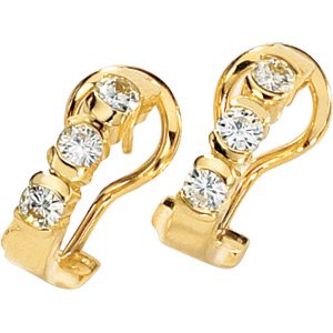 14kt Yellow Gold Created Moissanite Earring