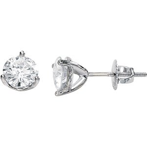 14kt White Gold 1 ctw Created Moissanite Stud Earring