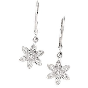 14kt White Gold Diamond Leverback Earring