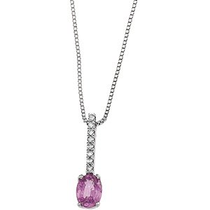14kt White Gold Pink Sapphire & Diamond Necklace