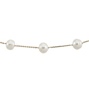 14kt Yellow Gold White Circle Pearl 18 inch Necklace