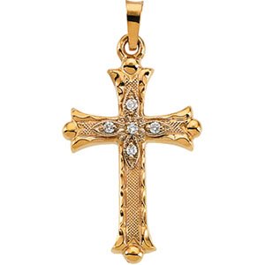14kt Yellow Gold .03 ctw Diamond Cross Pendant