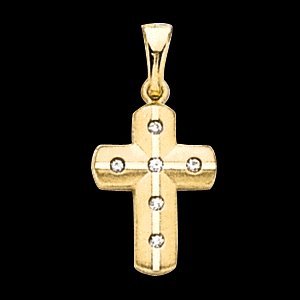 14kt Yellow Gold Diamond Cross Pendant