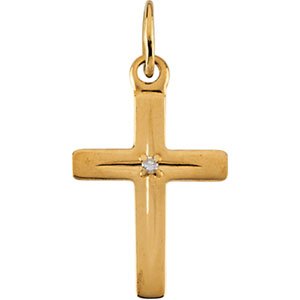 14kt Yellow Gold Diamond Children's Cross Pendant