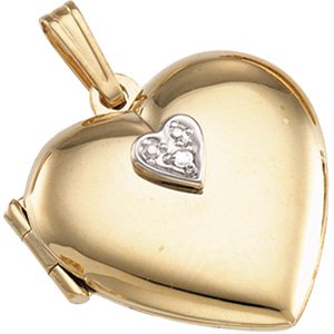 14kt Yellow Gold Diamond Heart Locket