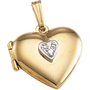 14kt Yellow Gold Diamond Heart Locket