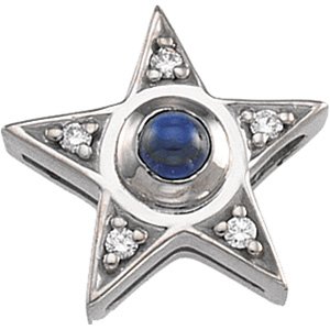 14kt White Gold Saphhire & Diamond Pendant
