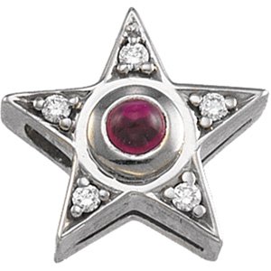 14kt White Gold Ruby & Diamond Pendant
