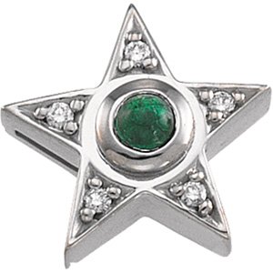 14kt White Gold Emerald & Diamond Pendant