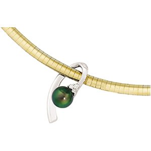 14kt White Gold Diamond & Black Cultured Pearl Pendant