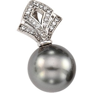14kt White Gold Tahitian Pearl & Diamond Pendant