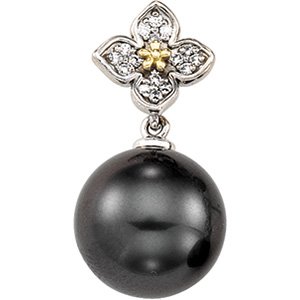 18kt Yellow Gold Tahitian Pearl & Diamond Pendant