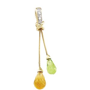 14kt Yellow Gold Peridot, Citrine & Diamond Pendant