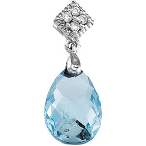 14kt White Gold Swiss Blue Topaz & Diamond Pendant