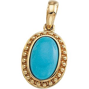 14kt Yellow Gold Cab Turquoise Pendant