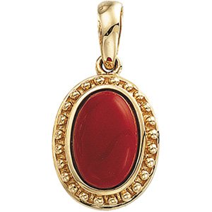 14kt Yellow Gold Red Jade Pendant