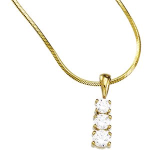 14kt Yellow Gold 3 Stone Cubic Zirconia Pendant