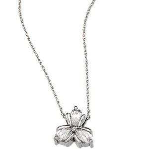 14kt White Gold Cubic Zirconia Three Stone Pendant