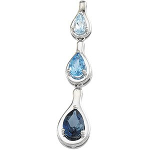 14kt White Gold Topaz & Multi Color Pendant