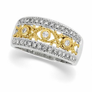 14kt Two Tone Gold Diamond Bridal Anniversary Band Ring