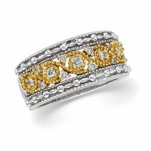 14kt Two Tone Gold Diamond Bridal Anniversary Band Ring